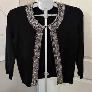 EVIE Black Cardigan with jeweled Silver Accents
